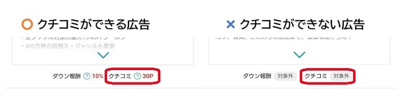 モッピーで広告がクチコミの対象か確認をする